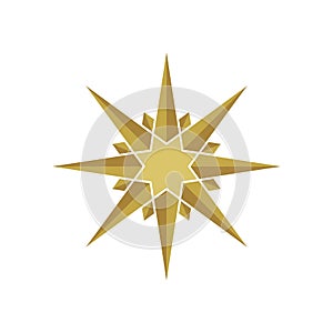 Gold Compass Rose Logo Template Illustration Design. Vector EPS 10