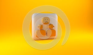 Gold Complicated relationship icon isolated on yellow background. Bad communication. Colleague complicated relationship