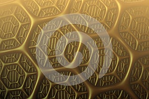 Gold concept, bitcoin, digital investments, 3d fractal background. decorative image for design