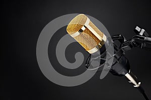 Gold condenser microphone on black