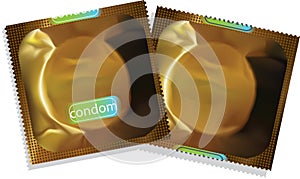 Gold condom packet. photo