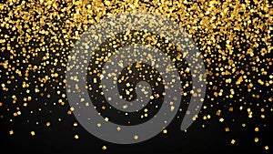 Gold confetti in abstract black background style Generative AI photo