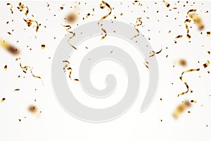 Gold confetti background, isolated on transparent background