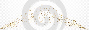 Gold confetti background, isolated on transparent background