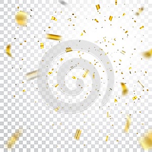 Gold confetti explosion isolated background