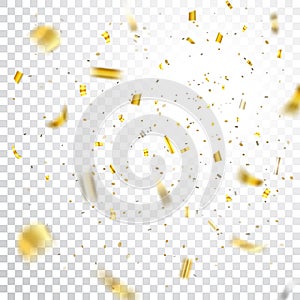 Gold confetti explosion isolated background