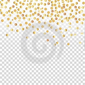 Gold confetti isolated on a transparent background