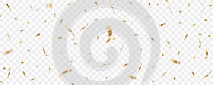 Gold confetti isolated on transparent background