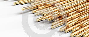 gold construction rods. 3d render