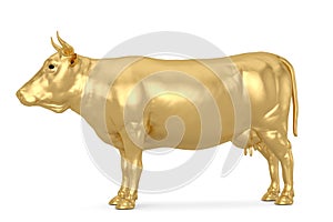 Gold Cow  Isolated on white background. 3d illustration