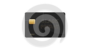 Gold credit card with Black Friday lettering on white background