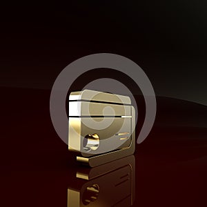 Gold Credit card icon isolated on brown background. Online payment. Cash withdrawal. Financial operations. Shopping sign