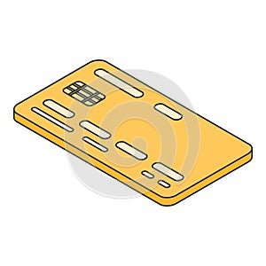 Gold credit card icon, isometric style