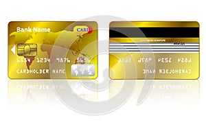 Gold credit card isolated