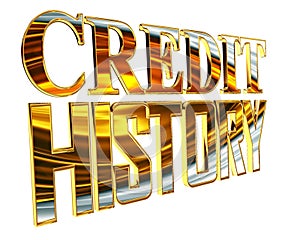 Gold credit history text on a white background