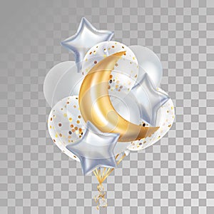 Gold Crescent Moon balloon Ramadan