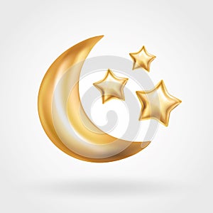 Gold Crescent Moon star balloon Ramadan