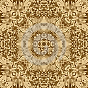 Gold cristal geometry background and symmetry design,  abstract blank photo