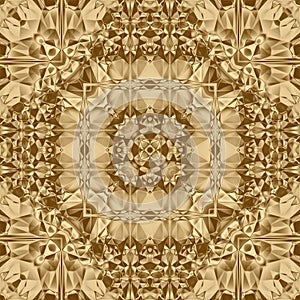 Gold cristal geometry background and symmetry design,  abstract blank photo