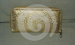 Gold crocodile faux leather wallet