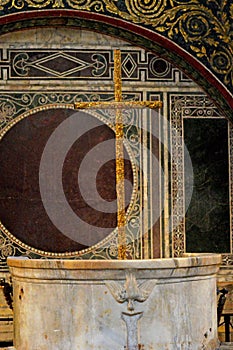 Gold Cross at  The Baptistery of Neon Ravenna Italy