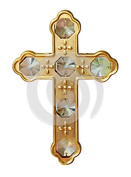 Gold Cross with Crystals