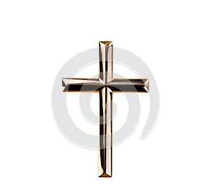 Gold cross isolated on a white background