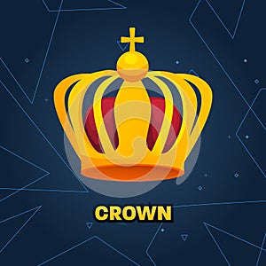 Gold crown. crown awards for winners, leadership. Royal king, queen.