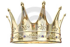 Gold crown isolated on white background - 3D Rendering