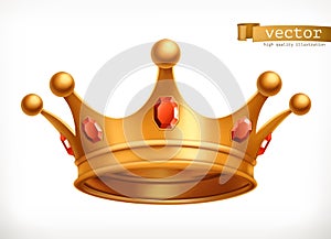 Gold crown of the king vector icon