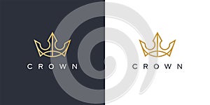 Gold crown logo line icon