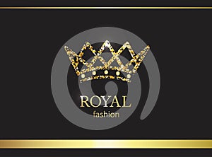 Gold crown. Luxury label, emblem or packing. Logo design.