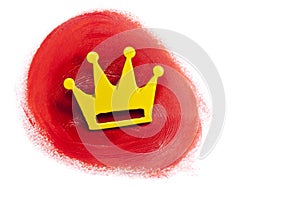 Gold crown in red bloody paint