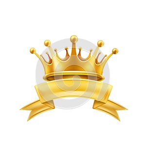 Gold crown ribbon winner shiny sign black