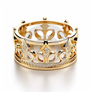 Gold Crown Ring With Diamond Accents - Inspired By Oliver Wetter