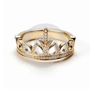 Gold Crown Ring With Diamonds - Inspired By Hiroshi Nagai
