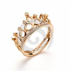 Gold Crown Ring With Diamonds - Uhd Image Inspired By Royalty
