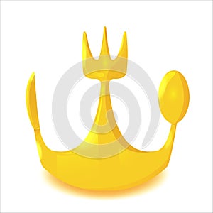 Gold Crown Spoon Knife Fork Vector