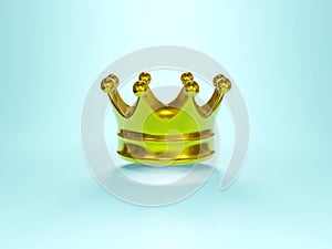 Gold Crown success victory concept Luxury 3D rendering