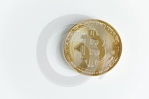 Gold cryptocurrency coin bitcoin isolated on white background to