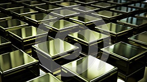 Gold cubes background 3d render, AI