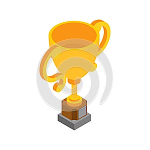Gold cup isolated. Golden goblet. Achievement reward. vector illustration photo