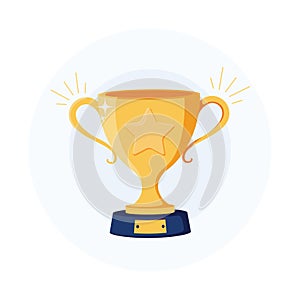 Gold cup trophy icon. Winner award sign. First place cup symbol. Championship or competition trophy. Winner prize icon