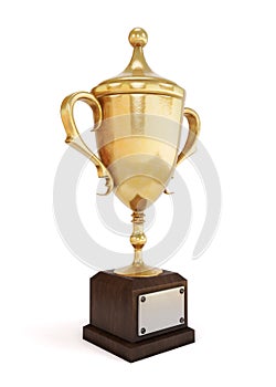 Gold Cup of the winner isolated on white background. 3d rendering