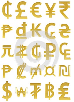 Gold currency symbols