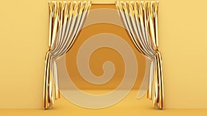 gold curtains on a gold background,mock up stage for product presentation