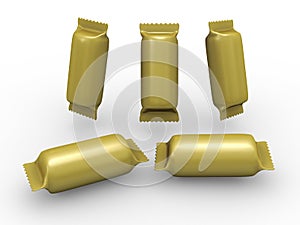 Gold cylinder wrap packet with clipping path