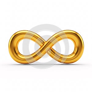 A gold 3D illustration of an infinity symbol, representing eternity and boundlessness
