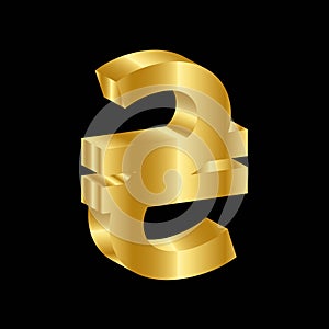 Gold 3D luxury hryvnia currency symbol vector