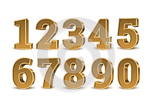Gold 3d numbers. photo